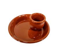 Fackelmann Plato Aceitunero Pequeño de Cerámica, Cuenco Aceitunero de Barro con Recipiente para Huesos de Aceituna, Plato para Aperitivos, Color Natural, Ø13x5cm, 1 ud.
