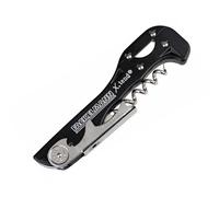 Fackelmann Sacacorchos de Camarero con Corta Cápsulas, Sacacorchos Manual, Sacacorchos Clásico, Accesorios para Vino, Abridor de Botellas, ABS y Acero Inox, Color Negro, 13x3,6 cm, 1 ud.