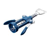 Fackelmann Sacacorchos de palanca Essential, abrebotellas multifuncional para vino y Co, azul oscuro/plata