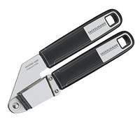 Fackelmann SENSE - Prensa de ajos, cabezal de función chapado en zinc, mango suave antideslizante, 3,5 x 7,9 x 22 cm, plateado y negro