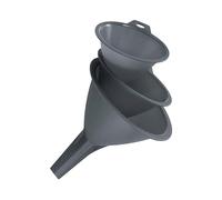 Fackelmann Set 3 Embudos de Plástico para Cocina, Material Polipropileno, Diámetros 8-9-11cm, Embudos Dosificadores Diversos Tamaños, Color gris, 3 uds.
