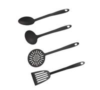 Fackelmann Set de 4 Utensilios de Cocina, Incluye Espumadera, Cuchara de Servir, Cazo y Paleta, Poliéster de Alta Resistencia, Aptos para Lavavajillas, Color Gris Claro