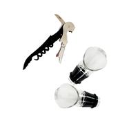 Fackelmann Set de Accesorios para Vino, incluye Sacacorchos de Camarero de Dos Tiempos y Set 2 Vertedores de Vino Antigoteo