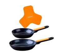 Fackelmann Set de Cocina, incluye Sartén Soft 20 cm y Sartén 24 cm, Aluminio Reciclado con Mango Suave Soft Touch, Revestimiento Cerámico Greblon CK2 sin PFA, incluye Salvamanteles Magnético de Silico