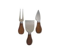 Fackelmann Set de Service à Fromage 40912-Juego, Cuchillos, cortadores de Queso, Madera, Acero Inoxidable, 12,5 cm, Madera y Acero Inoxidable