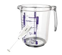 Fackelmann Set Espumador de Leche con Varillas de Acero Inoxidable, 20x3,5 cm, incluye Jarra Medidora Antideslizante de 1 l.…