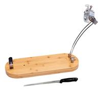 Fackelmann Set Jamonero Giratorio y Plegable de Madera de Bambú 48x19 cm, Juego Jamonero y Cuchillo, incluye Cuchillo Jamonero Nirosta Elegant 34 cm en Acero Inoxidable…