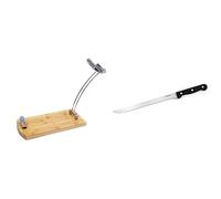 Fackelmann Set Jamonero, Incluye Soporte Jamonero Plegable de Madera de Bambú y Cuchillo Jamonero Nirosta Mega 36 cm con mango de plástico POM, hoja de 24 cm