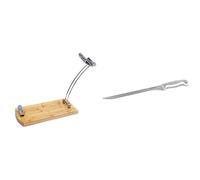 Fackelmann Set Jamonero, Incluye Soporte Jamonero Plegable de Madera de Bambú y Cuchillo Jamonero Nirosta Saphir 35 cm de Acero Inoxidable, Hoja de 23 cm