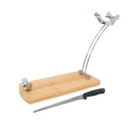 Fackelmann Set Jamonero Plegable de Madera de Bambú 37x16 cm, Juego Jamonero y Cuchillo, incluye Cuchillo Jamonero Nirosta Elegant 34 cm en Acero Inoxidable de Alta Calidad