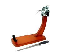 Fackelmann Set Soporte Jamonero Giratorio con Cuchillo, Madera de Pino y Color Caramelo, Herrajes de Acero, 38x36x16 cm, Cuchillo de Acero Inoxidable 34 cm