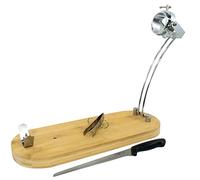 Fackelmann Set Soporte Jamonero Plegable y Giratorio de Bambú con Cuchillo Jamonero 34 cm Nirosta Elegant de Acero Inoxidable y Pinza para Jamón 11 cm de Acero Inoxidable