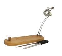 Fackelmann Set Soporte Jamonero Plegable y Giratorio de Bambú, incluye Cuchillo Jamonero Nirosta Mega para Cortar Jamón y Chaira para Afilar Cuchillos, Cuchillo: 36/24cm, Chaira: 31 cm
