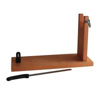 Fackelmann Set Soporte Jamonero y Cuchillo 22/33cm, Rosca Insertada para Mayor Durabilidad, Doble Agujero para Ajuste de Jamones Grandes y Pequeños, Fabricado en España, Madera de Pino, 42x16x26 cm