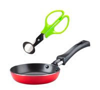 Fackelmann Set Tijeras para Huevos de Codorniz, corta la cáscara sin esfuerzo, incluye Mini Sartén Antiadherente de Aluminio 12 cm diámetro especial para huevos