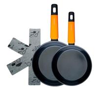 Fackelmann Soft Set de 2 sartenes antiadherentes, 20/24 cm y 2 protectores, Aluminio Forjado, Mango Soft Touch Ergonómico, Antiadherente Cerámico Resistente hasta 400ºC, Aptas para Inducción