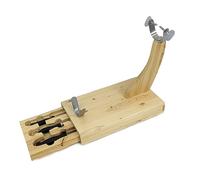 Fackelmann Soporte jamonero – cajón extraíble, cuchillo jamonero, chaira y mondador, pino 39x21,5 cm