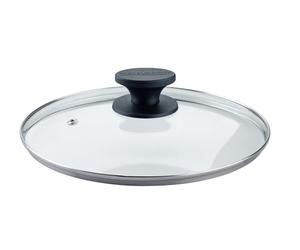 Fackelmann Tapa de cristal de 24 cm, resistente al calor, mango de baquelita Shadow Black, tapa universal ideal para cualquier hogar