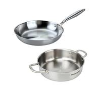 Fackelmann Vita3 Set de Sartenes, incluye Sartén 28 cm y Guisera 28 cm, Acero Inoxidable Triply sin Antiadherente, Libre de PFA, Aptas para Inducción y todo tipo de Cocinas, Aptas para Lavavajillas