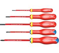 FACOM – Juego de 5 destornilladores Protwist AT5VE.PB, aislados 1000V (3 de ranura, 2 Pozidriv)