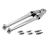 FACOM Llave para Tuercas con Orificios, Capacidad 20-100mm, Ajuste Tipo Compás, Espolones Dobles y Redondos Móviles, Incluye 4 Juegos de Espolones, Cromada Satinada, 117.B