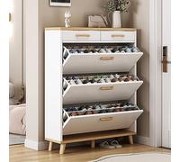 FACSER Mueble Zapatero Independiente Que Ahorra Espacio, Con Abatibles, Capacidad para 30 Pares De Zapatos, para Entrada Pasillo Dormitorio (90x24x135cm)