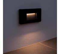 FactorLED Aplique LED Exterior, 3W (30W), Baliza Negra para escaleras y caminos, Superficie Pared, IP65 Impermeable, Luces de paso (Luz natural, Rectangular)