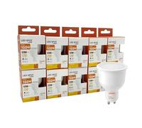 FactorLED Bombilla LED GU10, 10W, Pack 10 unidades, 1200Lm, 220V, Lámpara Dicroica, Angulo De Apertura 110º (2700K)