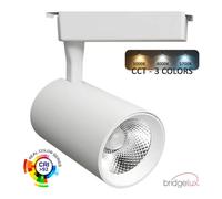 FactorLED Foco LED 30W para Carril Monofásico 48º, Orientable, Gran luminosidad 3900Lm, Tecnología CCT, Luz Cálida-Blanca Seleccionable, Focos Techo Iluminación Comercial y Tiendas White