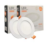FactorLED Pack x2 Downlight LED Techo Empotrable Circular Slim 9cm 6W (60W), Panel Redondo Empotrado, Placa Extraplana, Luz Seleccionable 2700K-4000K-5700K (CCT) (2, Ø90mm)