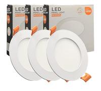 FactorLED Pack x3 Downlight LED Techo Empotrable Circular Slim 12cm 10W (100W), Panel Redondo Empotrado, Placa Extraplana, Luz Seleccionable 2700K-4000K-5700K (CCT) (3, Ø120mm)
