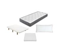 FACTORY COLCHÓN - Pack Colchón Viscoelástico LowCost + Base Tapizada + Almohada + Funda De Colchón