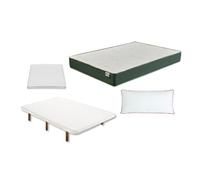FACTORY COLCHÓN - Pack Colchón Viscoelástico Naturvisco + Base Tapizada + Almohada + Funda De Colchón 150x190