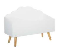 Factory Cuadros - Baul Infantil Madera Nube Blanco - L. 58 X P. 28 X H. 45 Cm