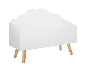Factory Cuadros - Baul Infantil Madera Nube Blanco - L. 58 X P. 28 X H. 45 Cm