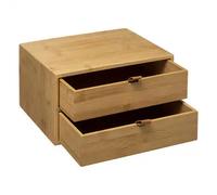 Factory Cuadros - Caja de Bambú con 2 Cajones de Almacenaje para Accesorios de Belleza y Maquillaje