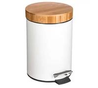 5five - papelera naturéo de bambú con tapa 3l blanca