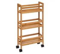 Factory Cuadros - Estantería Móvil Bambú 3 Niveles - Organizador de Espacio - Práctica con Ruedas - Dimensiones 36x15x74.5cm