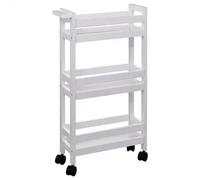 Factory Cuadros - Estantería Móvil Madera Blanco 3 Niveles - Organizador de Espacio - Práctica con Ruedas