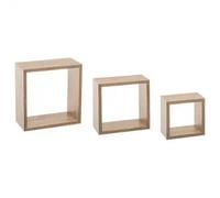 Factory Cuadros Juego de 3 Estantes de Pared Roble Natural en Forma de Cubo