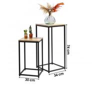 Factory Cuadros Juego de Dos Mesas Auxiliares Nina de Metal y Madera - Tamaño 74x34cm y 54x30cm