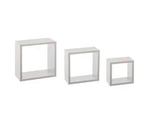 Factory Cuadros - Juego de Estantes Blancos en Forma de Cubo - Organización Moderna - Madera Resistente