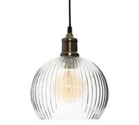 Atmosphera - Lámpara colgante Laye de cristal acanalado, 20 cm de diámetro, estilo retro bohemio - Lámpara de techo para salón y dormitorio