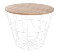 Factory Cuadros - Mesa Auxiliar Heikki Blanca de Madera Metal - Diseño Moderno