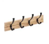 Factory Cuadros Perchero de Madera Natural y Color Negro con 4 Colgadores - Organiza Tu Entrada