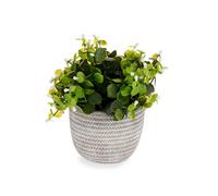 Factory Cuadros - Planta Verde Casilda Flor Blanca con Maceta Gris - Planta Artificial - Dimensiones del Producto 20 X 20 X 20 5 Cm - Flores y Plantas Artificiales