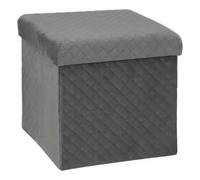 Factory Cuadros - Puf Plegable de Terciopelo Gris 31 X 31 Cm