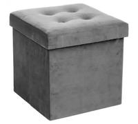 Atmosphera - Puff Plegable 'Lysandre' Gris Efecto Terciopelo