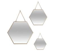 Factory Cuadros Set 3 Espejos Dorados Hexagonal - Diseño Elegante
