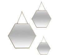 Factory Cuadros Set 3 Espejos Dorados Hexagonal - Diseño Elegante